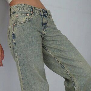 Motel Rocks Low Rise Parallel Jeans in Sandy Blue Acid